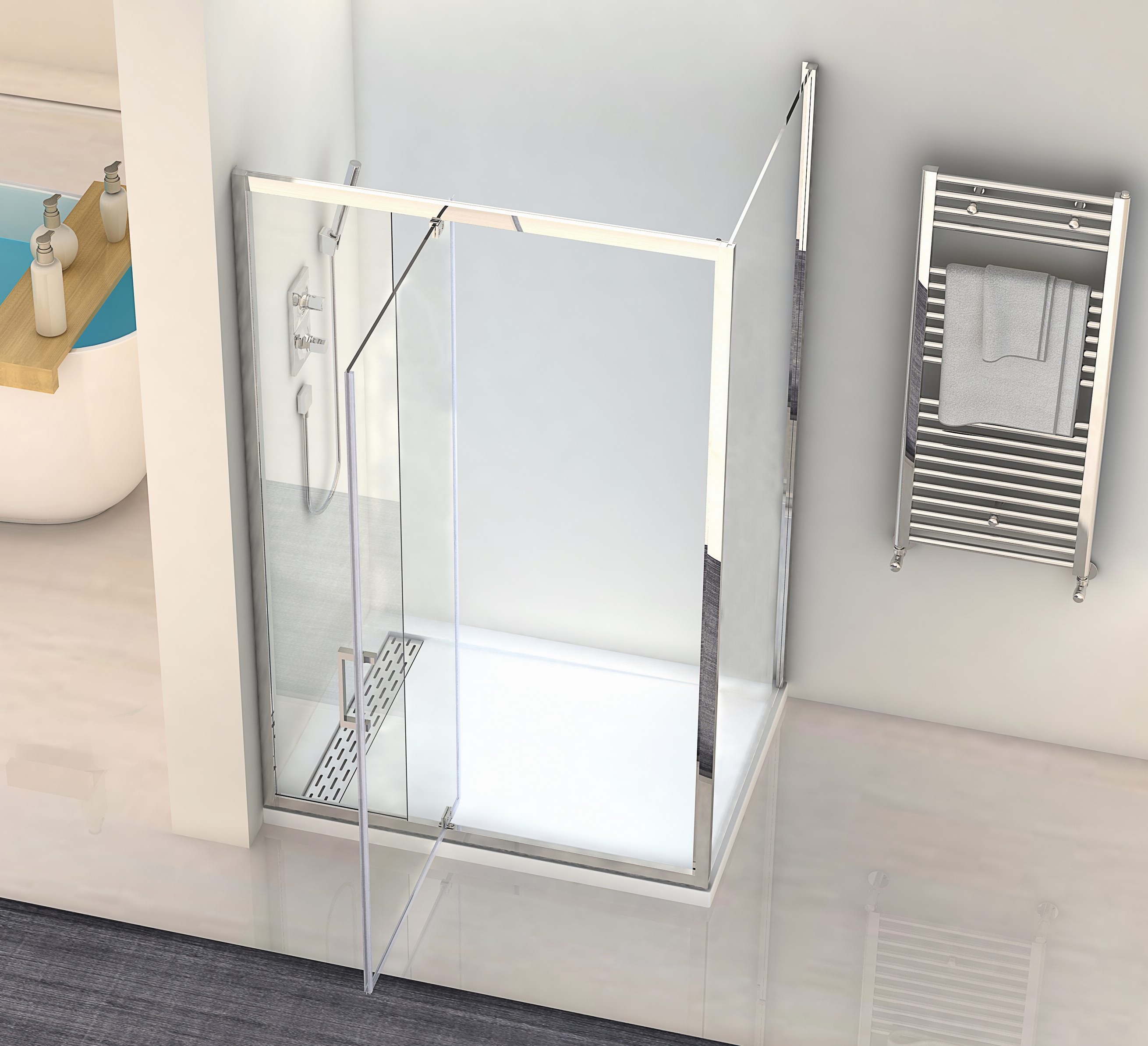 6MM Matt Black Pivot Glasduschtür Badezimmer Dusche Duschraum - Kaufen